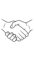 Professional handshake isolated on white background as line art illustration with black and white business relation handshake agreement business cooperation partnership teamwork greeting © ANMSHAFIQUL
