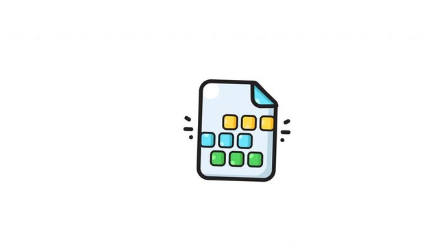 Paper document featuring a white background with a colorful square grid pattern icon in yellow, blue, and green. Suitable for presentations and graphic design projects.