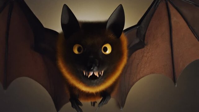 Halloween concept, a scary bat flying towards camera