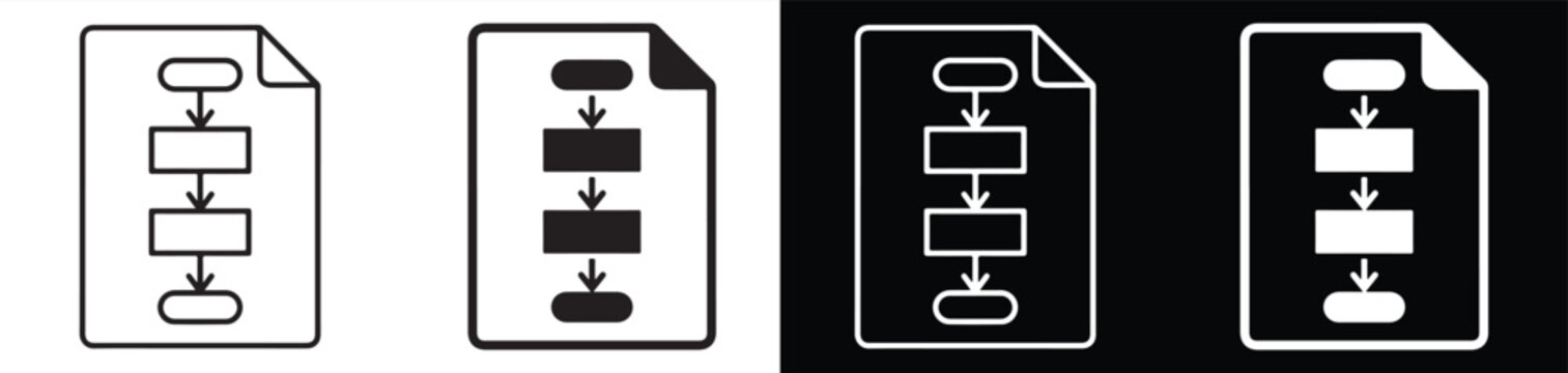 document icons showing sequential process flow with arrows and steps isolated on transparent background