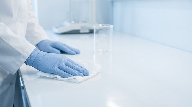 Sterilization and Infection Control Woman Wiping Treatment Room