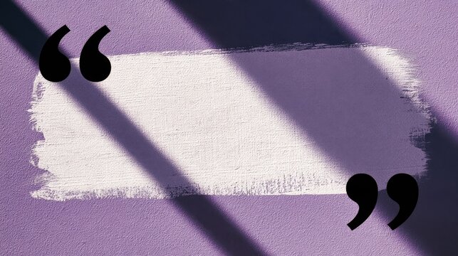 Textured canvas with prominent quotation marks, bathed in dramatic diagonal light