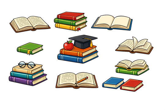 This is a collection of various books, each representing a different genre or type of literature.