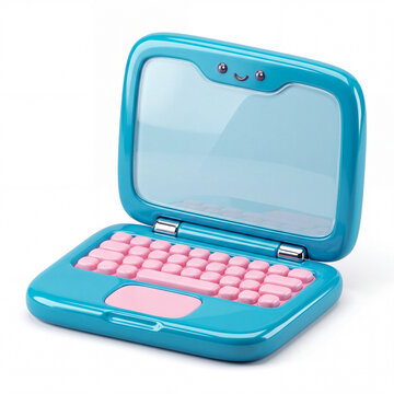 Cute toy laptop isolated on 3D background