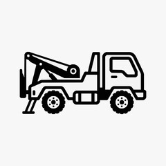 Naklejka premium Corporate Black and White Line Drawing of a Heavy Duty Forklift Truck with Attachment with high quality professional line art symbols for modern creative design and digital branding projects