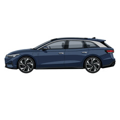 Fototapeta premium Modern Blue Station Wagon Car Isolated on Transparent Background