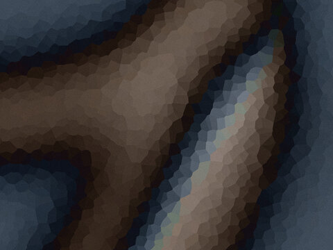 Abstract mosaic pattern with dark brown and slate blue shapes, geometric crystal effect background