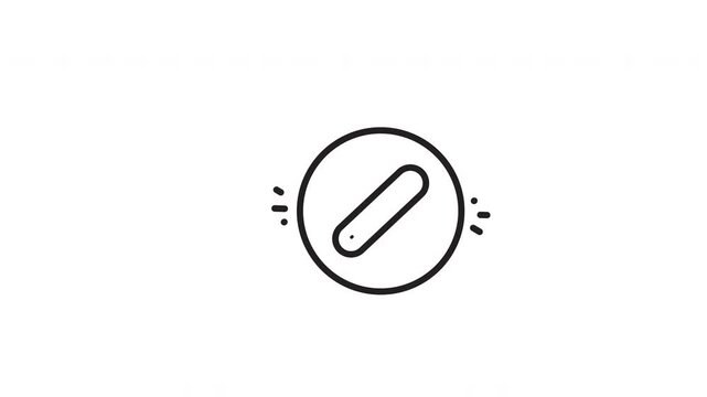 Simple circular black line art sketch geometric symbol pill shape suitable for medical websites, indicators, health apps, pharmacy logos. Ideal graphic design element.