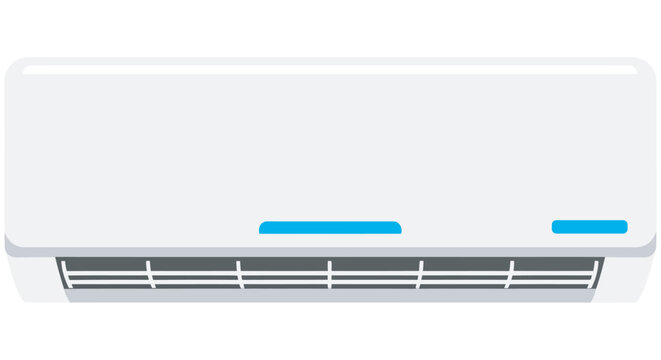 Wall mounted air conditioner unit with digital display vector illustration on white background