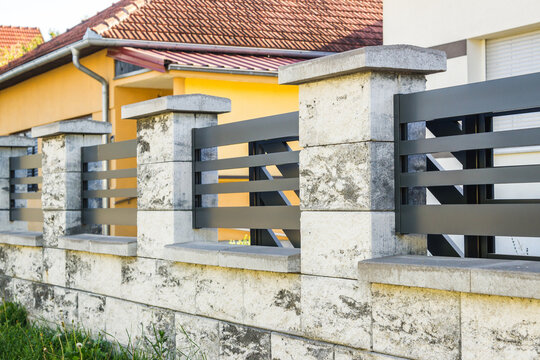 Modern fence with aluminum or metal shutter
