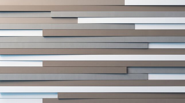 Abstract background featuring horizontal layers of textured paper strips in neutral shades of beige, grey, and white, creating a minimalist geometric pattern design.