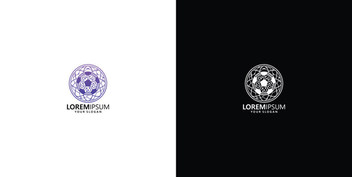 Creative abstract geometric round mandala logo design template vector illustration for branding