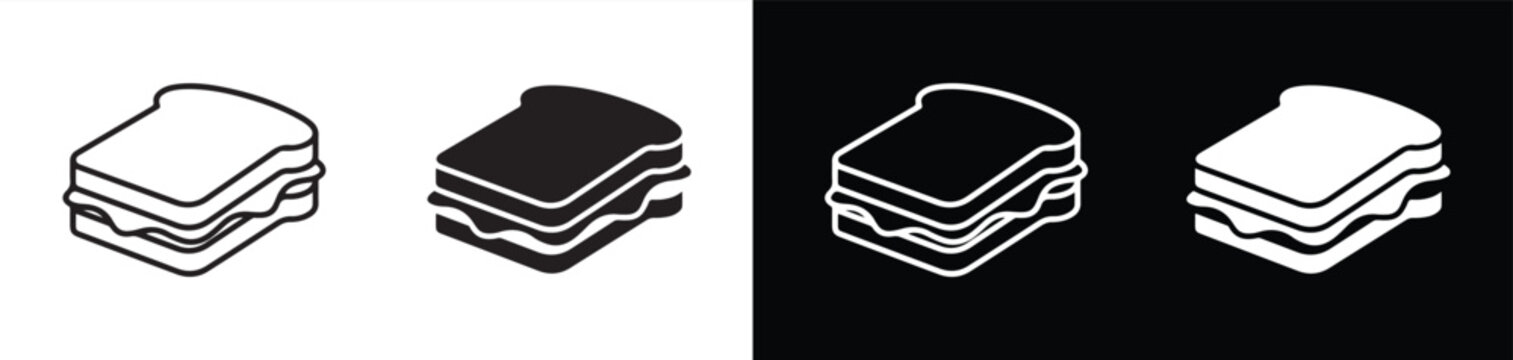 Stacked toasted bread slices icon set with contrasting colors isolated on transparent background for digital use