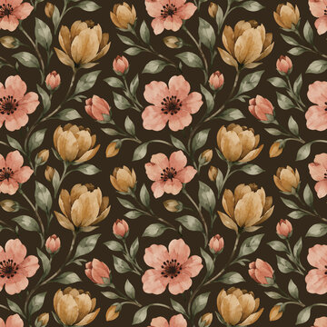 Abstract Allover Floral Pattern with Abstract bright Background