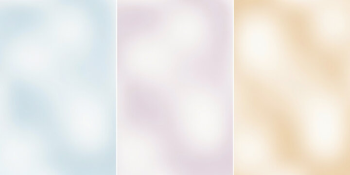Abstract backgrounds with soft blurry gradient colors in blue purple and beige