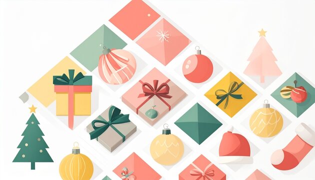 Pastel Christmas icon grid