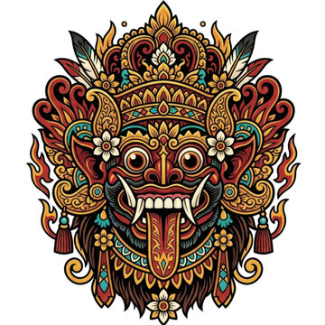 barong bali mask vector
