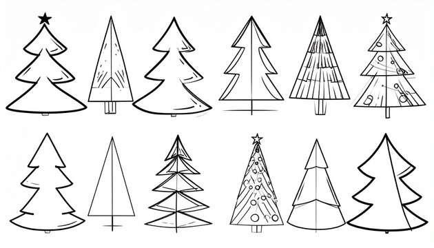 Minimalist Christmas tree outlines