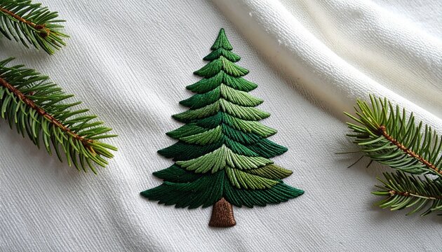 Embroidered pine tree patch