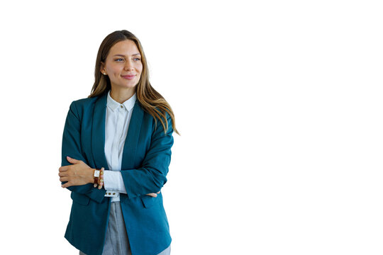 Confident business leader looking away with arms crossed