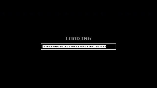 Animated glitch loading bar on a black background with digital distortion