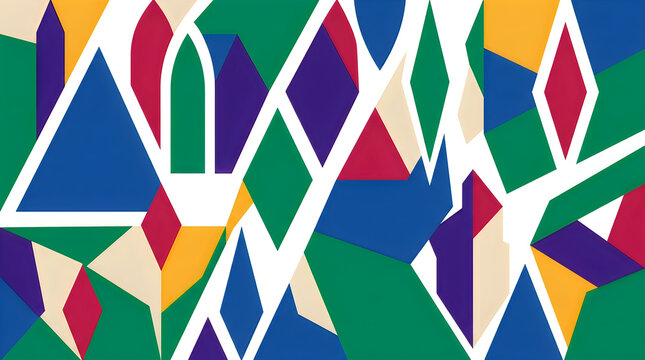 Colorful geometric abstract pattern with triangles and diamonds