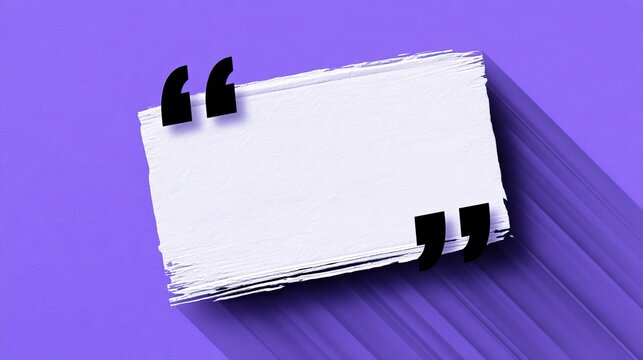 White textured note with quotation marks on a purple backdrop