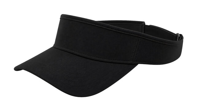 Black sun visor hat for sports isolated on transparent background