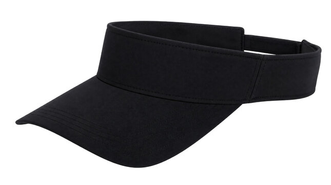 Black sun visor hat for sports isolated on transparent background