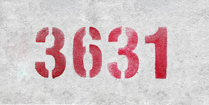 number 3631 . Red spray paint the white wall