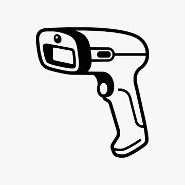 Creative Black and White Line Drawing of a Stylized Laser Pointer or Presentation Remote Control Device