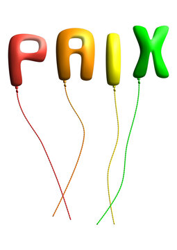 Le mot paix &eacute;crit avec des ballons de baudruche
