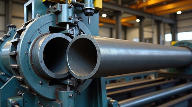 Gran m&aacute;quina industrial de curvado de tubos que conforma tuber&iacute;as de acero pesado en curvas precisas