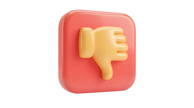 Red square button with yellow thumbs-down icon
