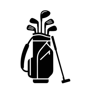 icon silhouette golf bag vector illustration