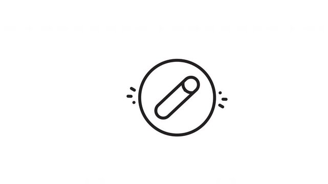 Simple black circle icon with diagonal pill shape digital eraser tool symbol, suitable for graphic design software applications and tools.