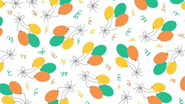 Festive background with balloons on a seamless loop