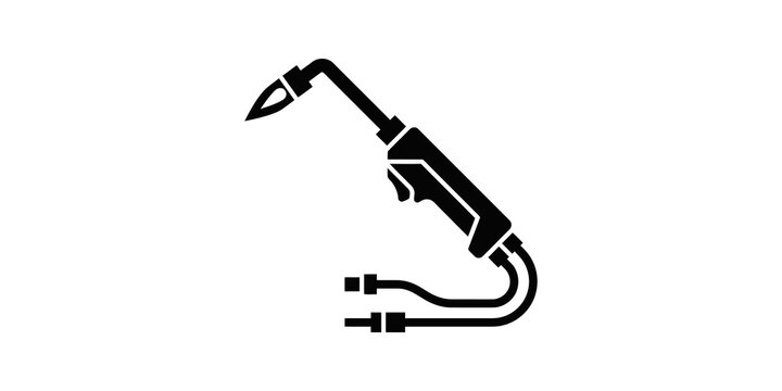 Industrial welding torch flat icon for metalwork and construction.