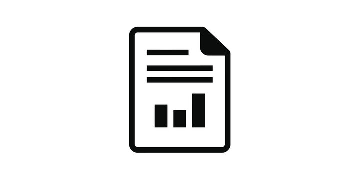 Business document with bar chart flat icon for financial reporting.