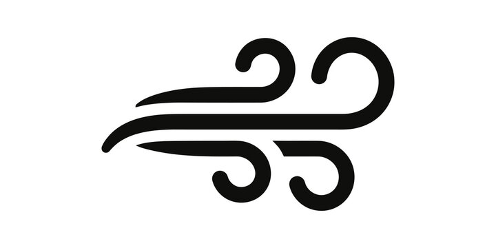 Swirling air flow black icon for breeze and wind weather conditions.
