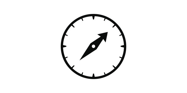 Minimalist compass dial flat icon for navigation and wind direction.