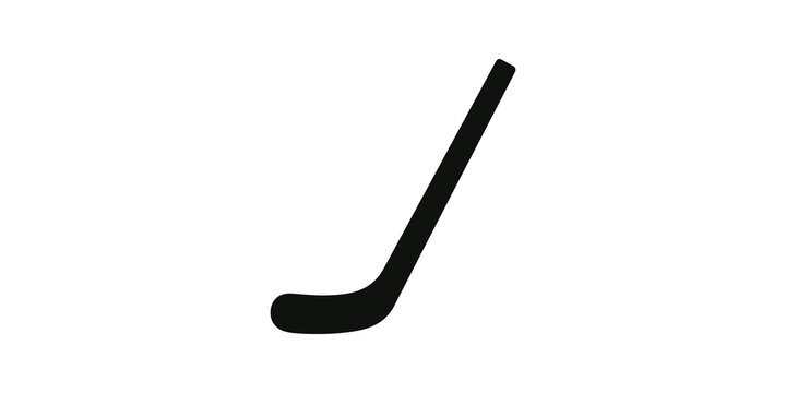 Minimalist black ice hockey stick icon showing simple sports equipment.