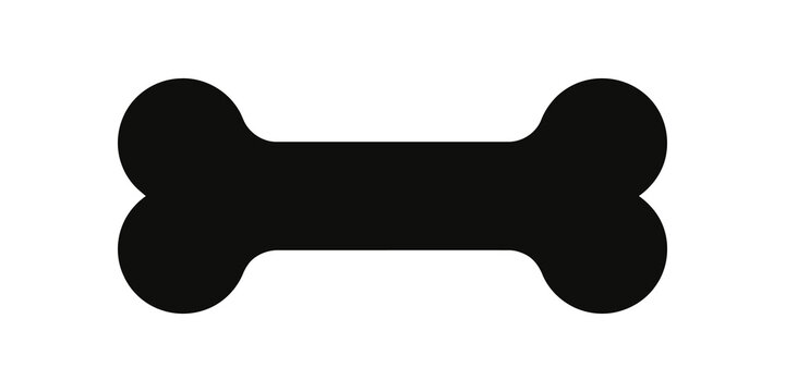 Black dog bone silhouette icon for pet food and animal supply store.