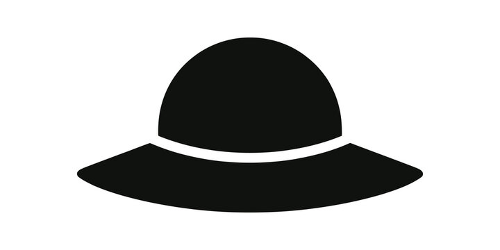 Sun hat silhouette vector icon for beach vacation apparel design.