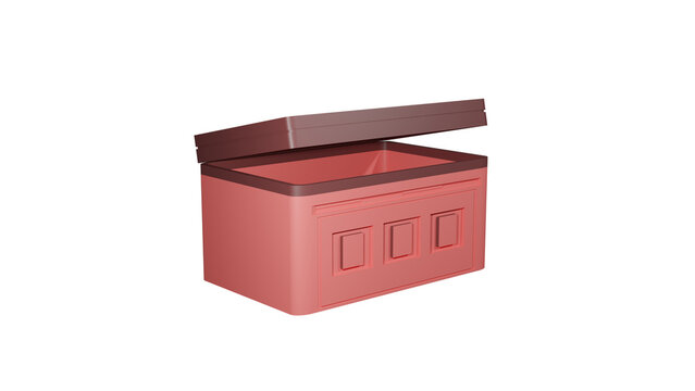 3D open treasure chest designed as a game loot container with a simple stylized appearance. Suitable for gaming, rewards, fantasy, adventure, inventory, and digital design projects.