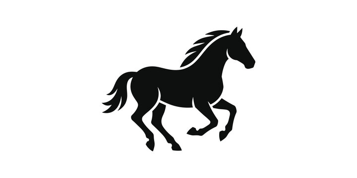 Running horse silhouette for equestrian sports and animal farm branding.
