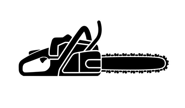 Black Chainsaw Icon With White Outline Vector Illustration