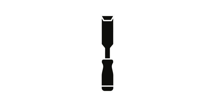 Wood chisel carpentry hand tool flat icon for woodworking workshops.