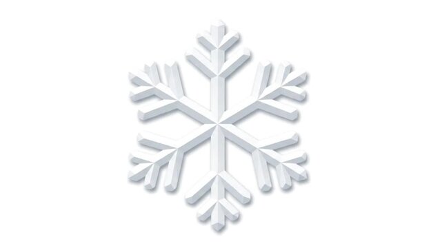 Minimalist white geometric snowflake icon on isolated white background winter