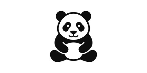 Cute panda silhouette icon sitting for wildlife conservation graphic. © huzaifa